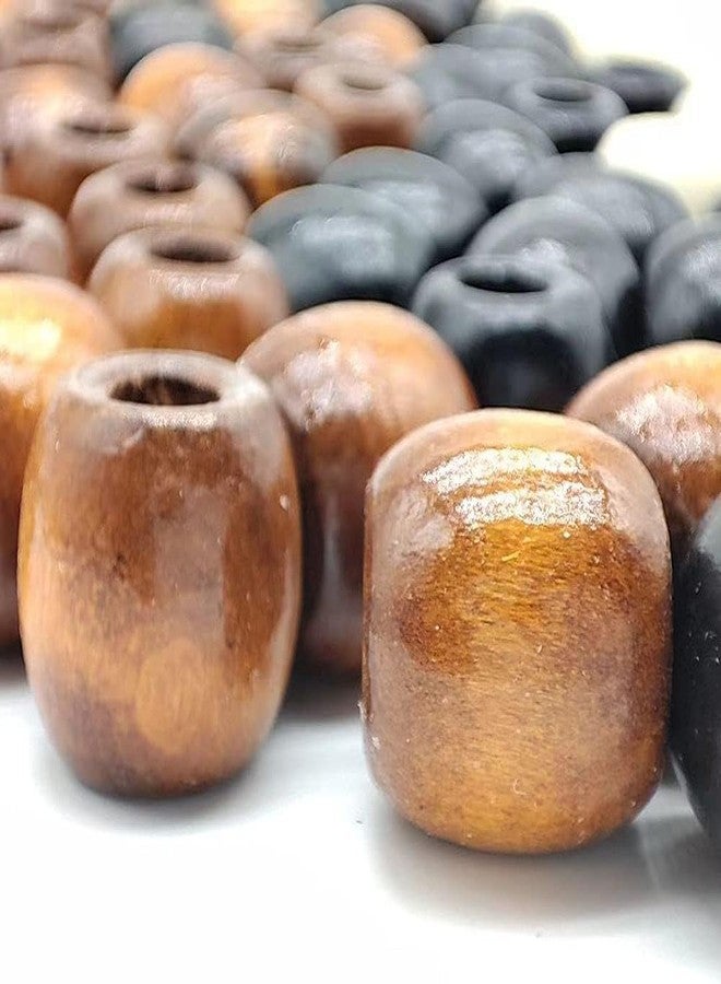 DIY Crafts 130 Pcs, Large Hole Barrel Wood European Loose Beads Colors Natural Wooden Dreadlock Hair Braid Beads for Hair Braids Jewelry Bracelet Necklace Making (130) - Image 3